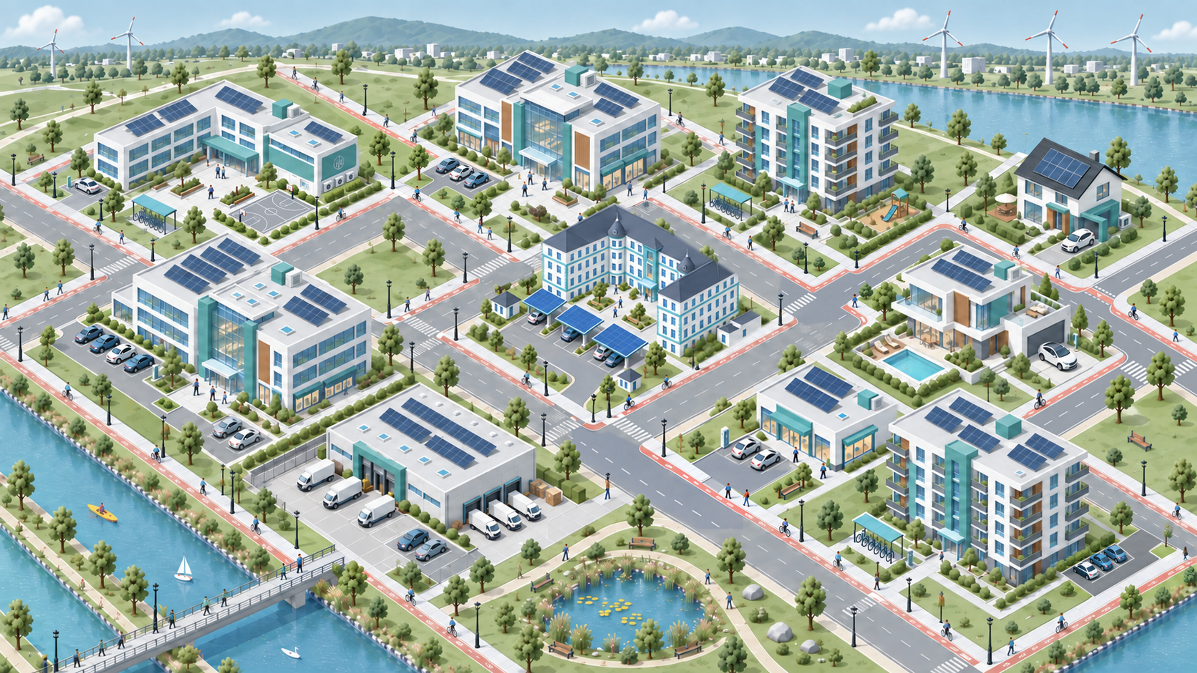 Illustrierte nachhaltige Stadtlandschaft